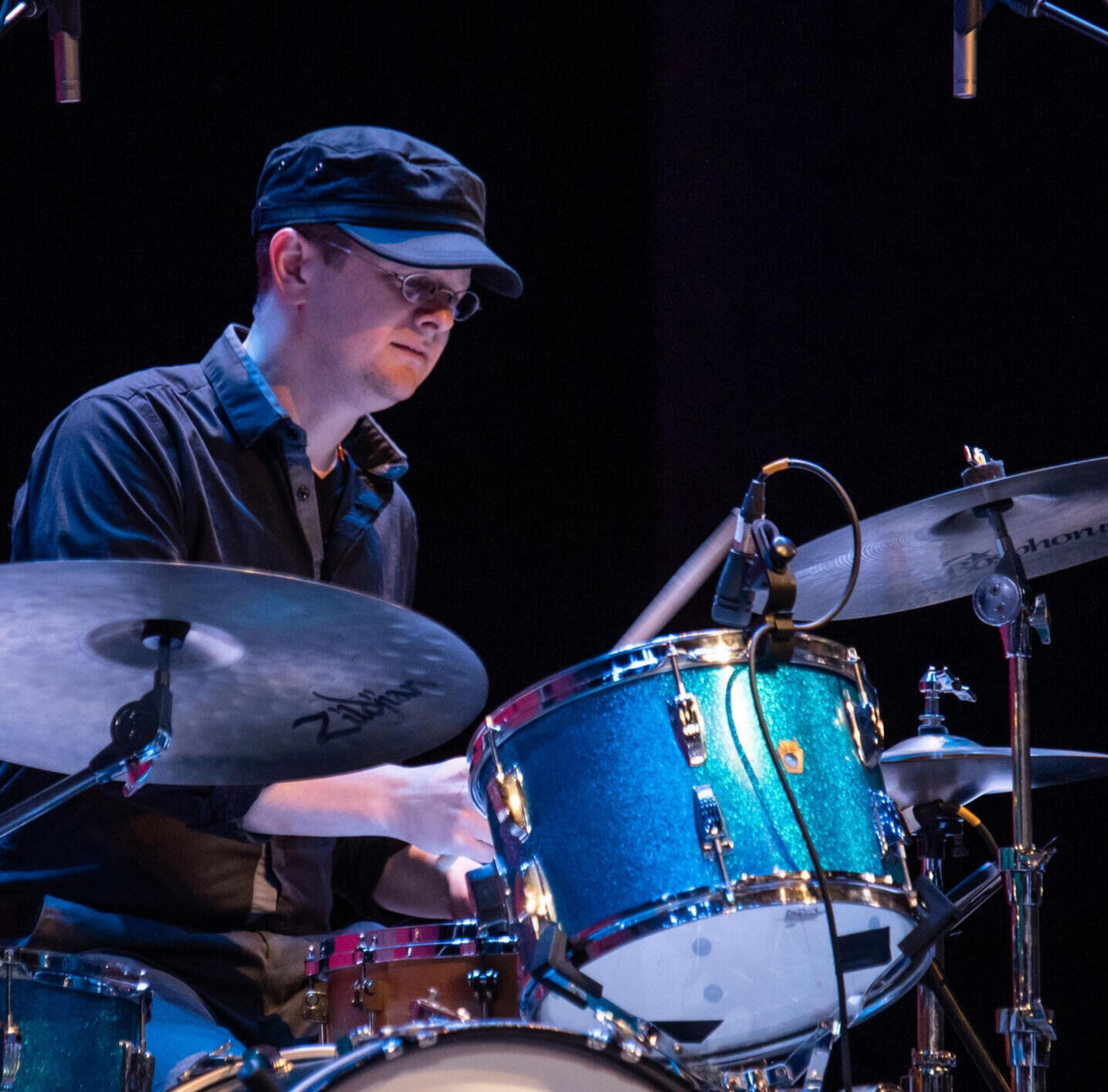 Caleb Bronz at his drum kit